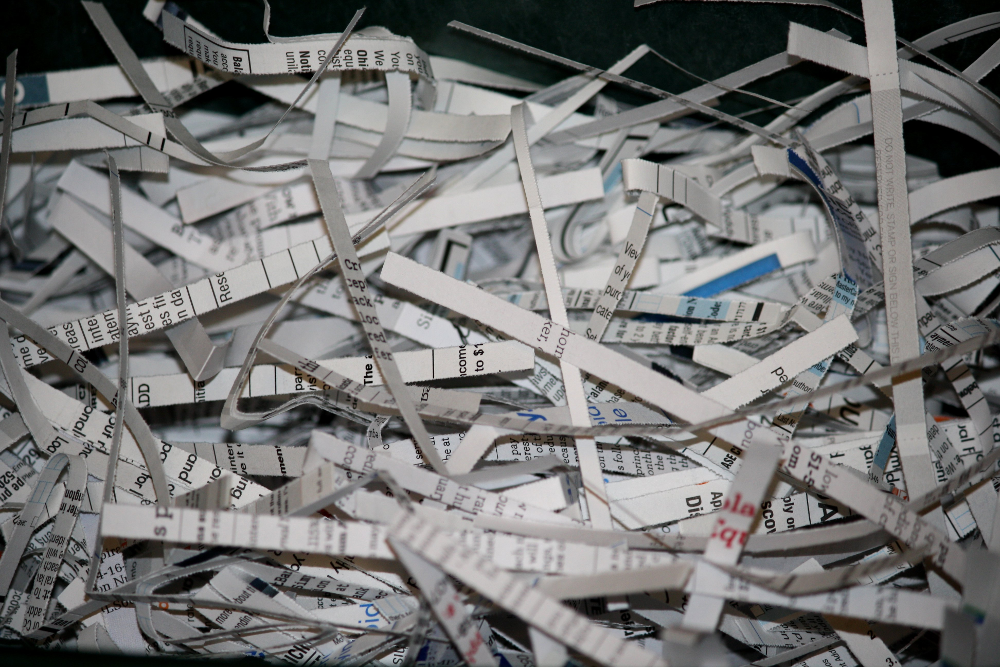 shredding papers